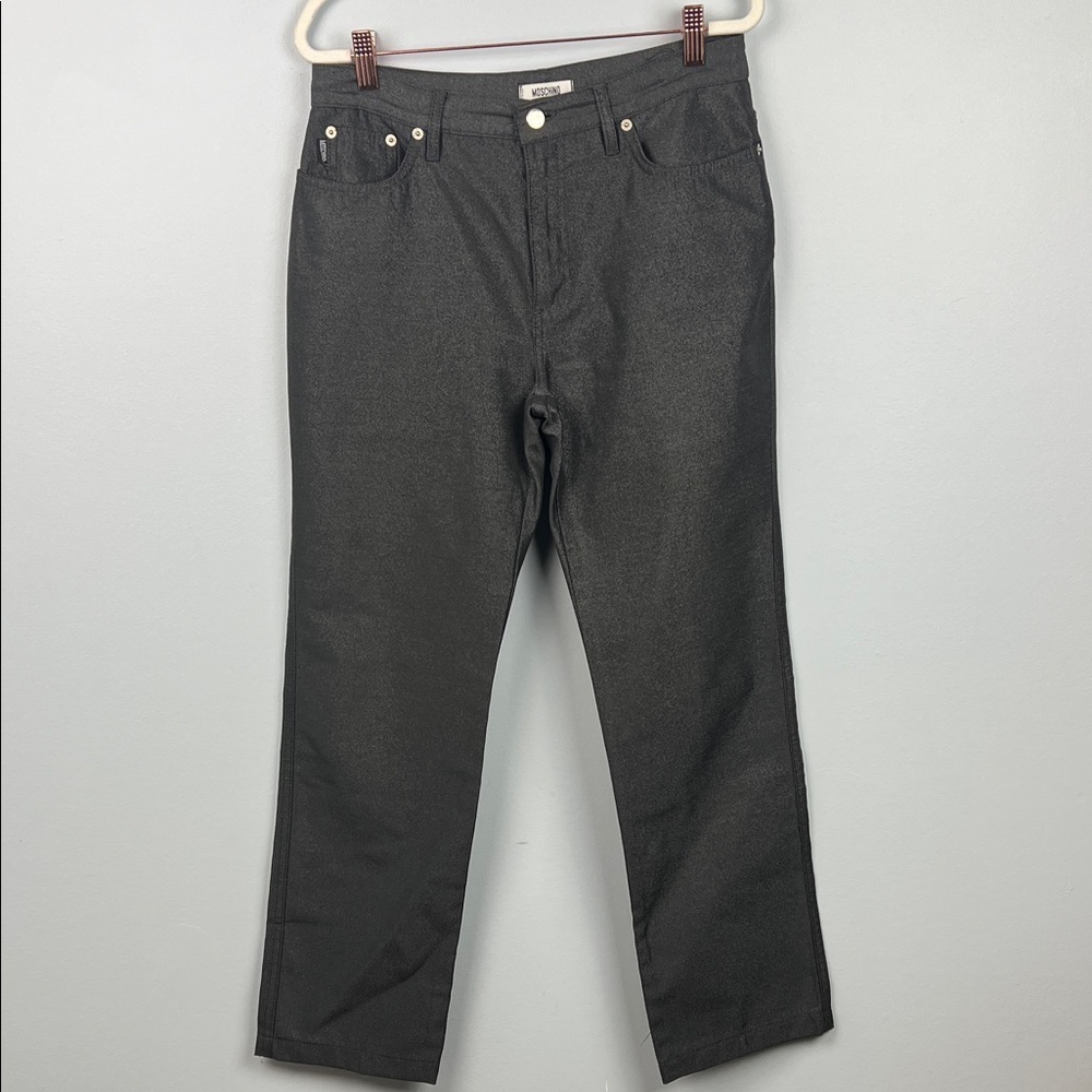 Moschino vintage Donna size 30 Made in Italy silver metallic straight leg jeans